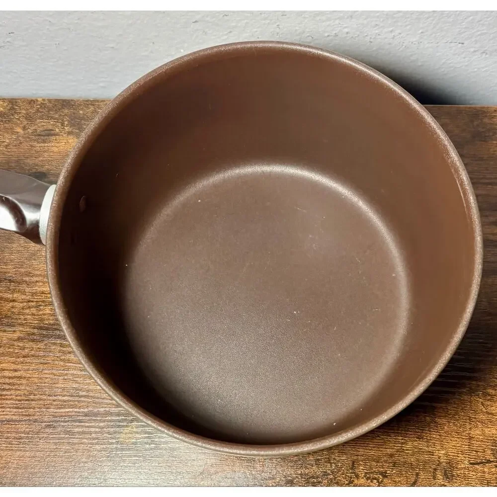 Vintage Revere Ware Color Clad 3 QT Saucepan 1801 Solid Aluminum Yellow & Brown